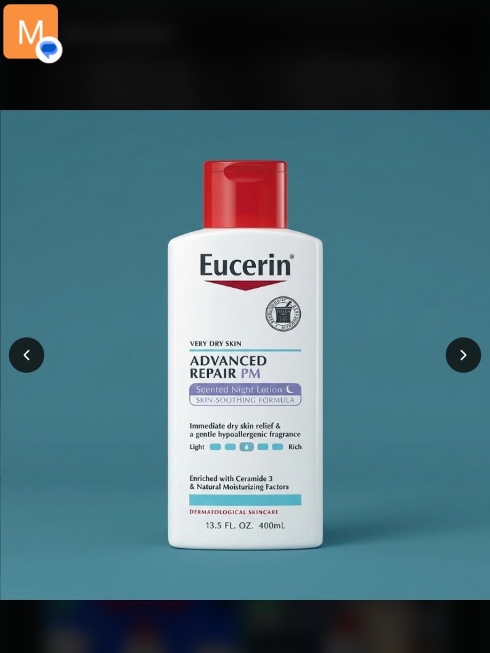Eucerin Advanced Repair PM Night Lotion - White with Red Cap